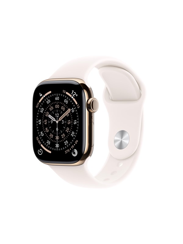 Apple Watch Series 11 GPS + Cellular 42mm Gold Titanium Case with Light Blush Sport Band - S/M