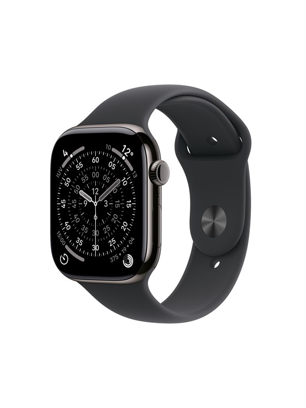 Apple Watch Series 11 GPS + Cellular 46mm Slate Titanium Case with Black Sport Band - S/M