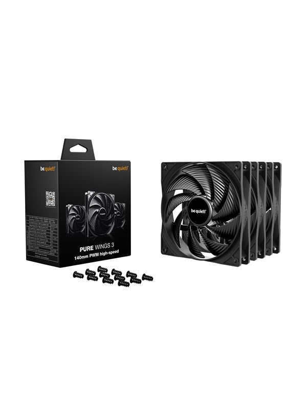 be quiet! PURE WINGS 3 HS 140 (3-pack) - Kabinettvifte - 140mm - Svart - 30 dBA