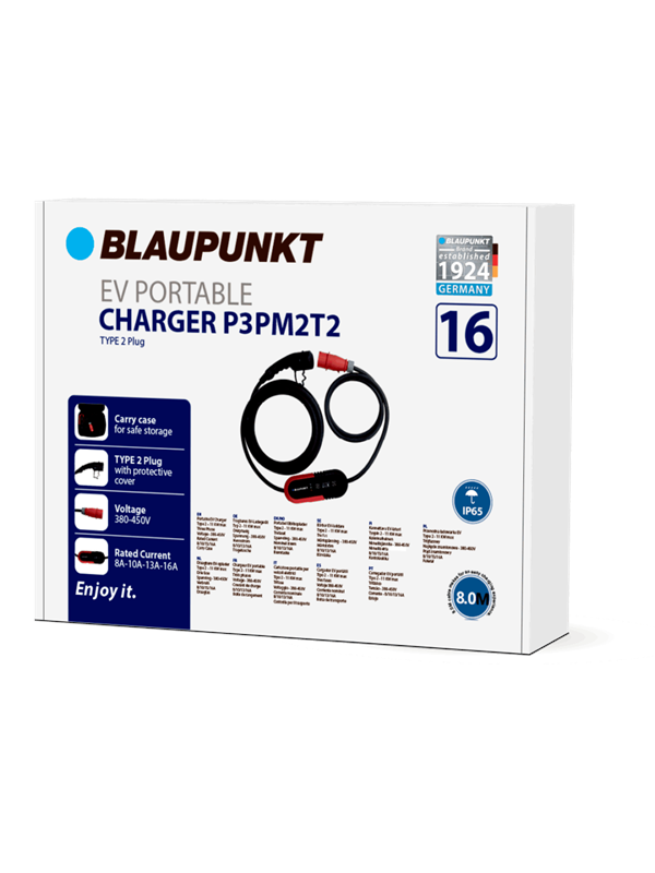 Blaupunkt P3PM2T2 Portable charger for electric cars Type 2 8-16 A 11 kW 8 m