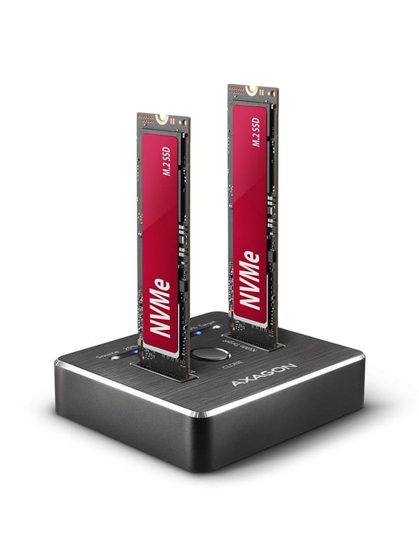 AXAGON CloneMaster USB-C 10 Gbps dobbel NVMe M.2 SSD-dokkingstasjon