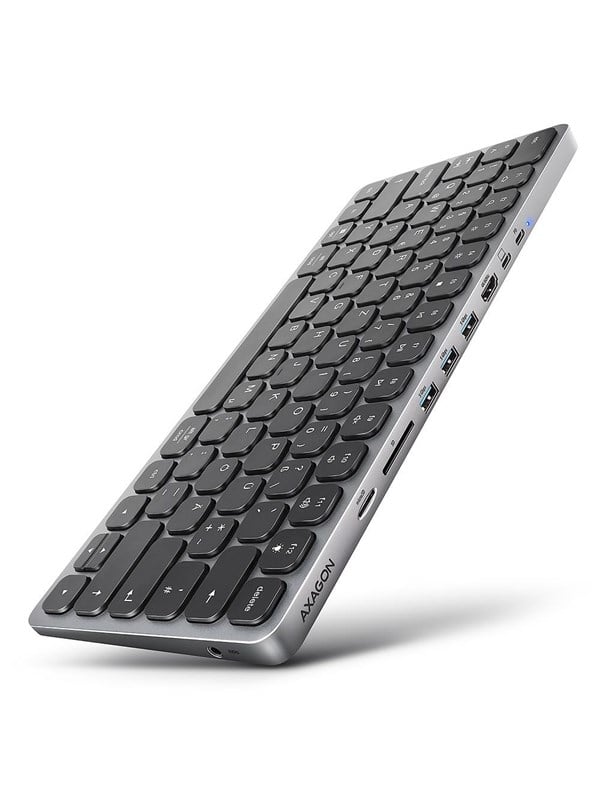AXAGON USB-C 9-i-1 tastatur-HUB - Tysk - Svart