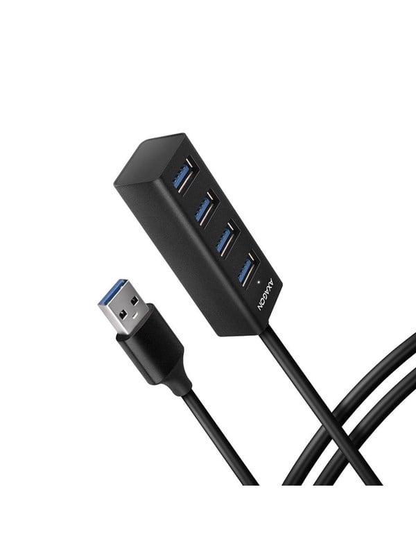 AXAGON SuperSpeed USB-A mini hub med 1.2 m kabel USB-hub - USB 3.2 - 4 porter - Svart