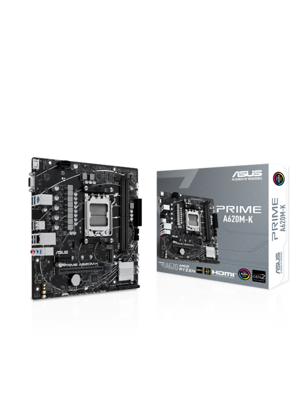 ASUS PRIME A620AM-K Hovedkort - AMD A620A - AMD AM5 - DDR5 RAM - Micro-ATX