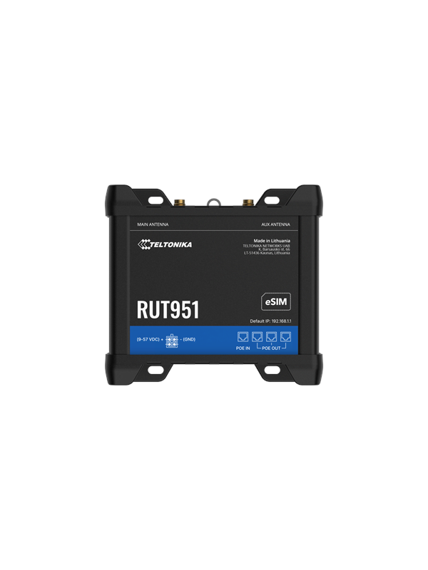 Teltonika RUT951 Industrial PoE+ Cellular Router (RUT951B10J00 / Standard package without PSU) - Wireless router N Standard - 802.11n