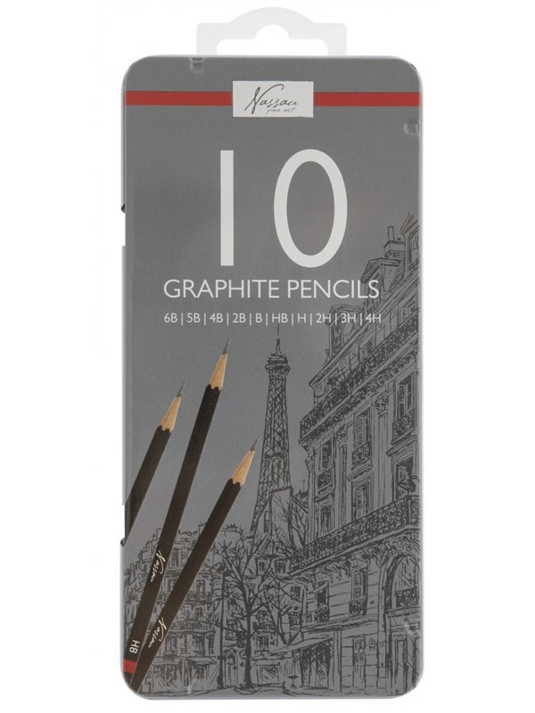 Creative Craft Group Drawing pencils 6B-4H 10 pcs in metal box