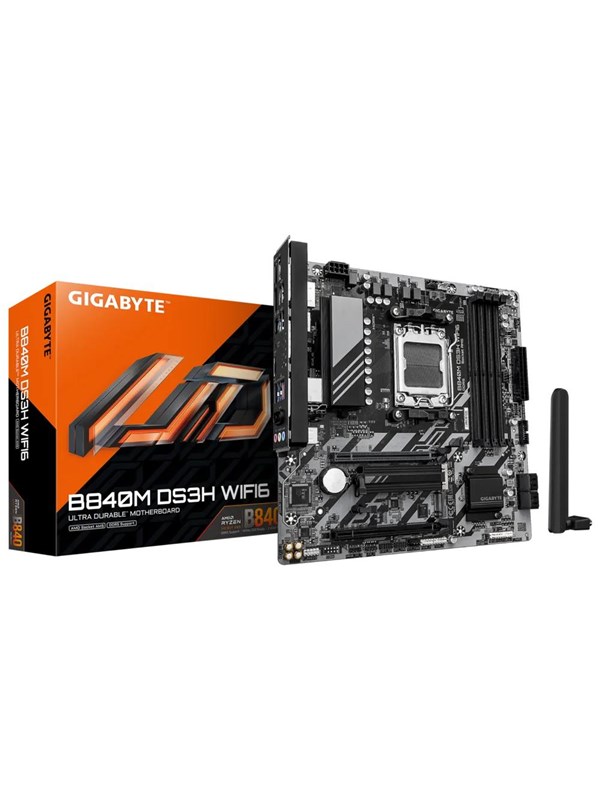 GIGABYTE B840M DS3H WIFI6 Hovedkort - AMD B840 - AMD AM5 - DDR5 RAM - Micro-ATX
