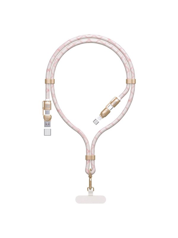 Dudao L20MAX 4in1 Cable / Lanyard USB-A / USB-C / Lightning PD QC 65W 1.5m - Pink