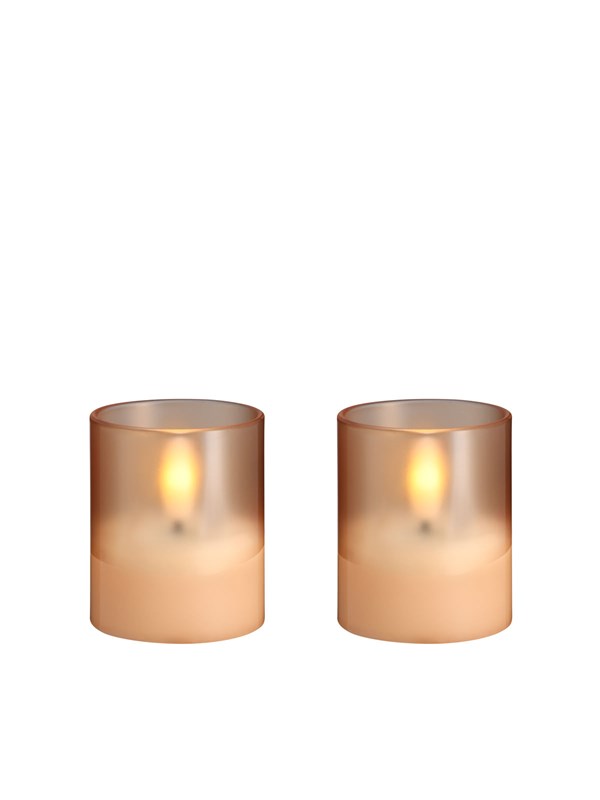 Moods & More LED glass candle - Hurricane - Champagne - 47x57 mm - 2 pcs
