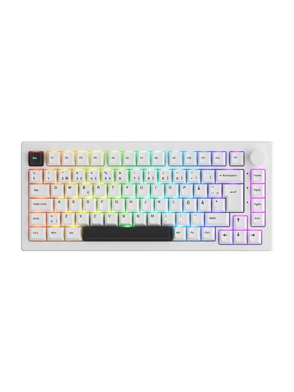 Akkogear 5075B Plus-S - Black&White - Akko V3 Lavender Purple Pro - Gamingtastatur - Uten numpad - Universal - Hvit