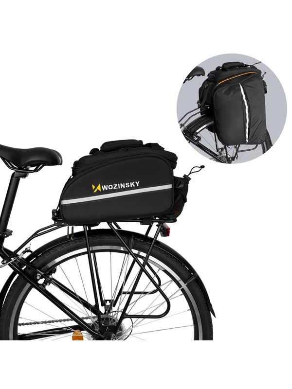 Wozinsky large bike rack bag 35l + rain cover black (WBB19BK)