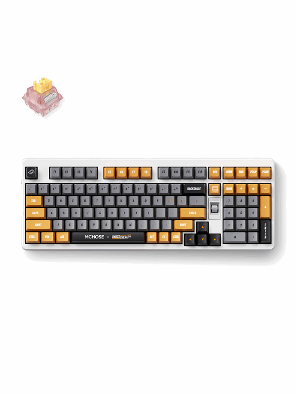 MCHOSE x Unbox Therapy - UT98 Silent Peach V3 (Retro Therapy) - Gamingtastatur - Engelsk (USA) - Hvit