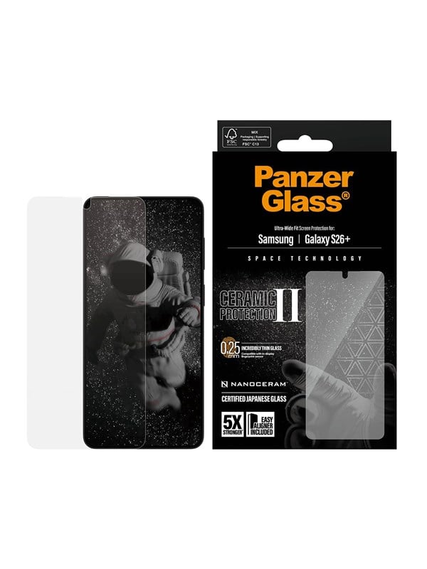 PanzerGlass Ceramic Screen Protector Samsung Galaxy S26+ | Ultra-Wide Fit w. EasyAligner