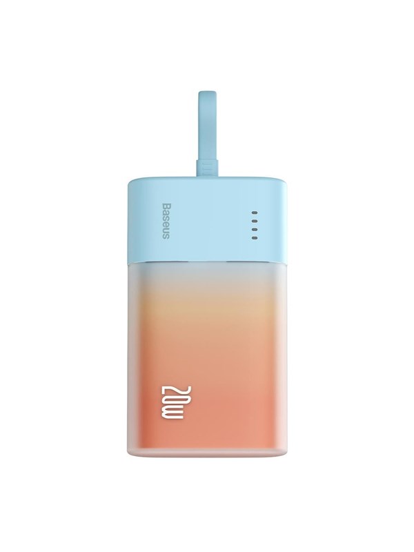 Baseus Popsicle 5200mAh 20W Powerbank with Built-in Lightning Cable (+ White Simple USB-C - USB-C 60W/20V/3A/30cm Cable) - Blue-Orange - 5200 mAh