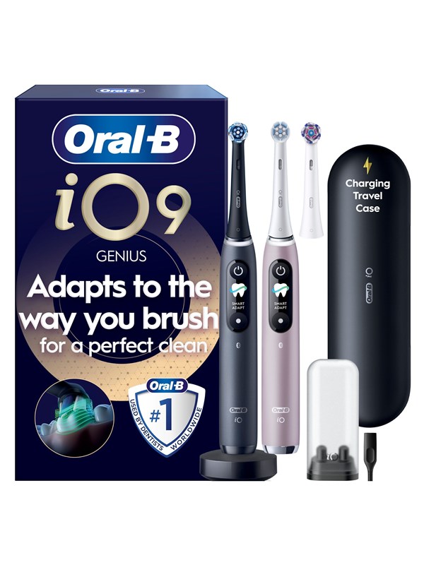 Oral-B Elektrisk tannbørste iO9 Duo Black Onyx/Rose Quartz + 1 Extra Refill
