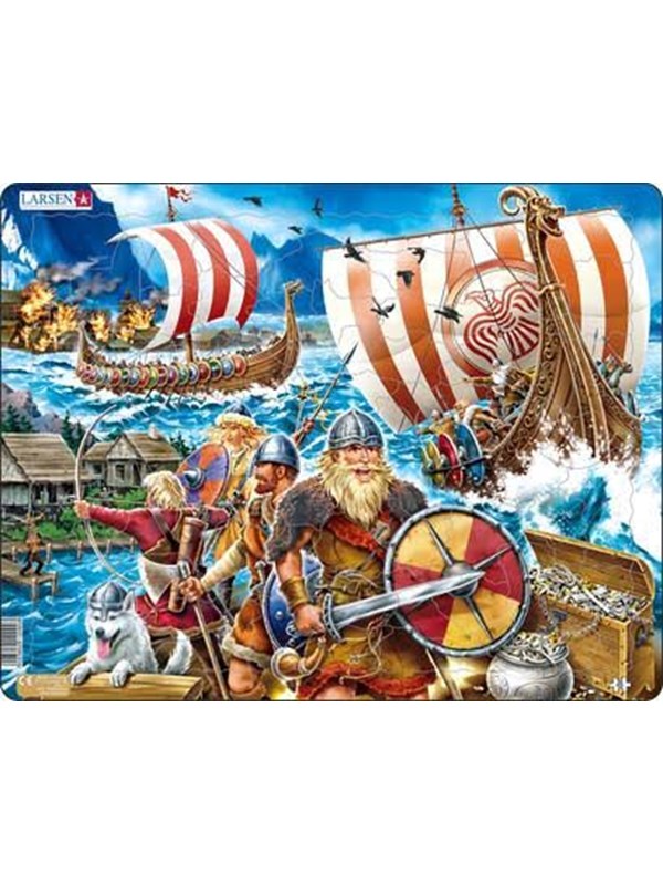 Larsen Puzzles Puslespill Vikingtokt - 65 brikker, Maxi (36.5x28.5 2D Puslespill