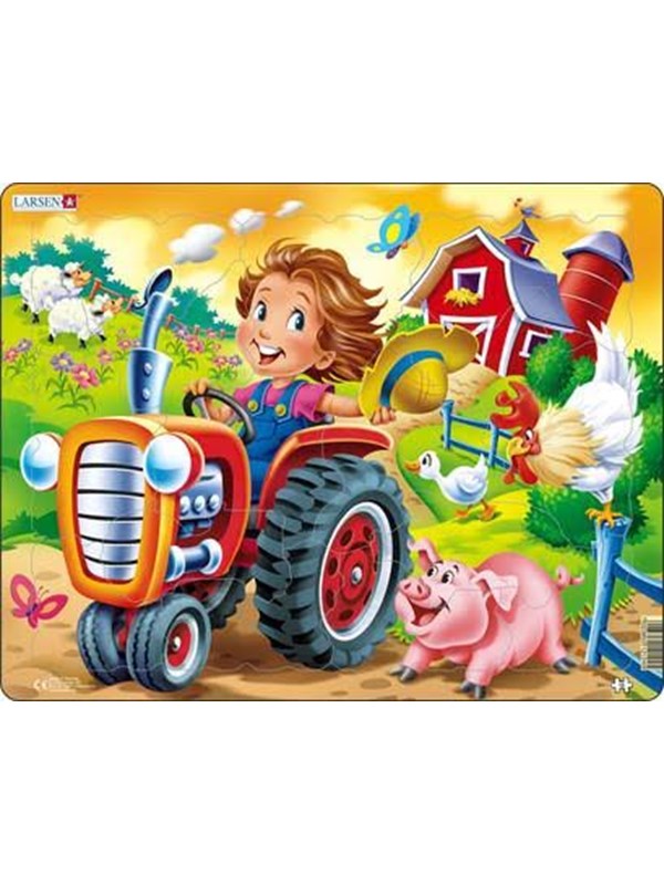Larsen Puzzles Puslespill Barn på traktor - 15 brikker, Maxi (36.5 2D Puslespill