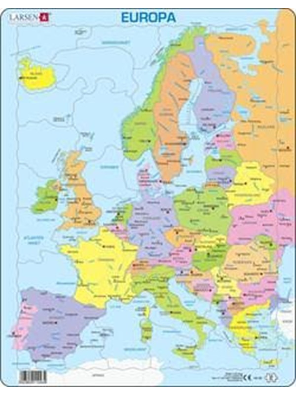 Larsen Puzzles Puslespill Europa politisk - 37 brikker, Maxi (36.5 2D Puslespill