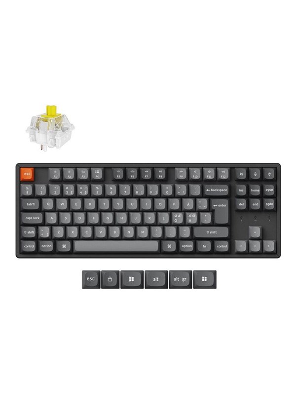 Keychron K8 MAX QMK/VIA Wireless Tri-Mode - Super Banana - Gamingtastatur - Uten numpad - Nordisk - Svart