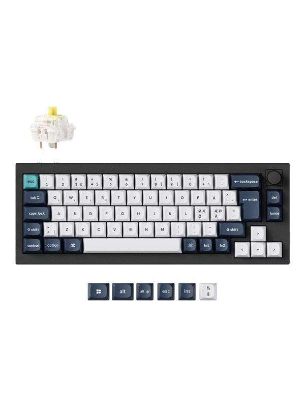 Keychron Q2 MAX - Knob Wireless Tri-Mode QMK/VIA - Gateron Jupiter Banana - Gamingtastatur - Uten numpad - Nordisk - Svart