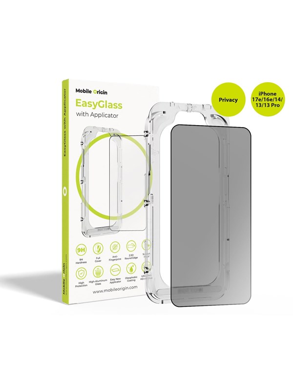 Mobile Origin EasyGlass Privacy with Applicator iPhone 17e/16e/14/13/13 Pro