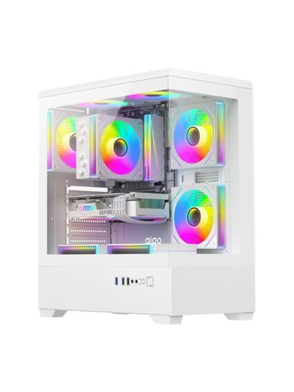 Darkflash C365 Computer Case + 5 Fans - Kabinett - Hvit