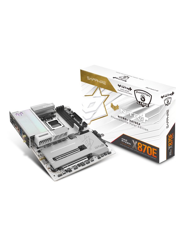 Sapphire NITRO+ X870EA PhantomLink Polar Hovedkort - AMD X870E - AMD AM5 - DDR5 RAM - ATX