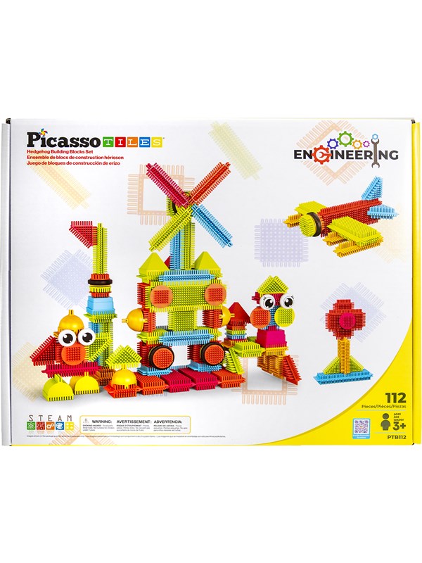 PicassoTiles Hedgehog Blocks, byggesett med 112 deler