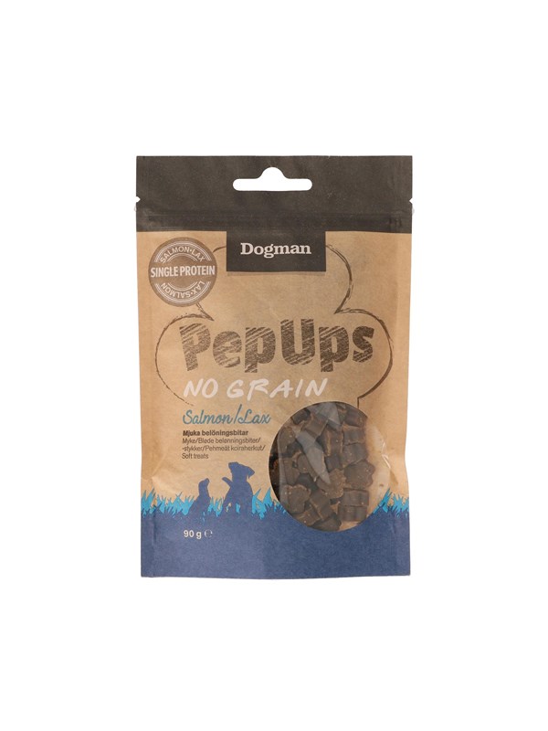 Dogman Pep Ups kornfrie hundegodbiter med laks 90 g