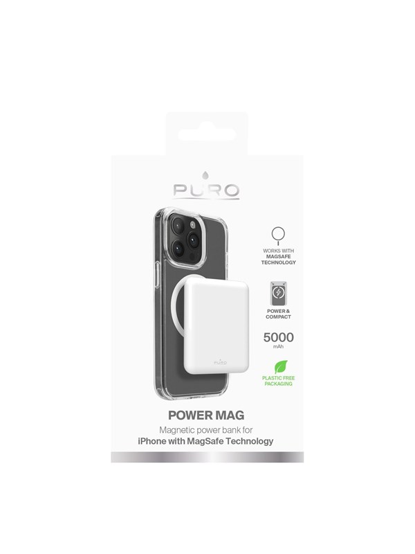Puro Power Mag 5000mAh Power Bank with MagSafe USB-C - White - 5000 mAh