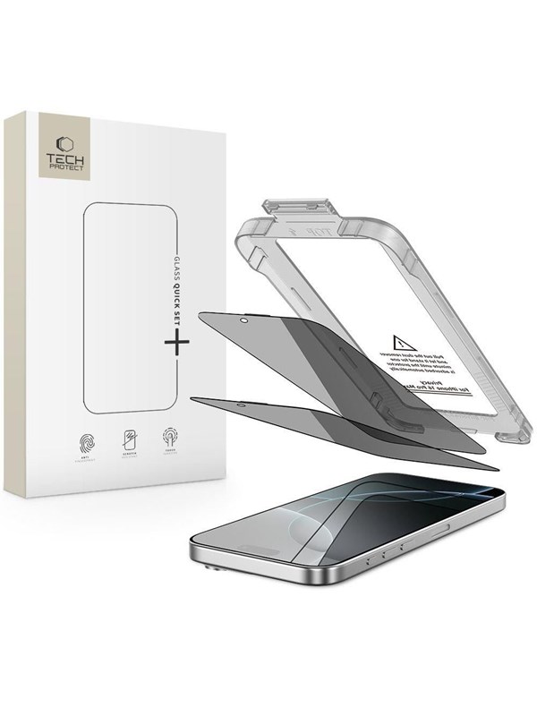 Tech-Protect Quick Set Spy+ 2-pack Privacy Glass for iPhone 16 Pro Max
