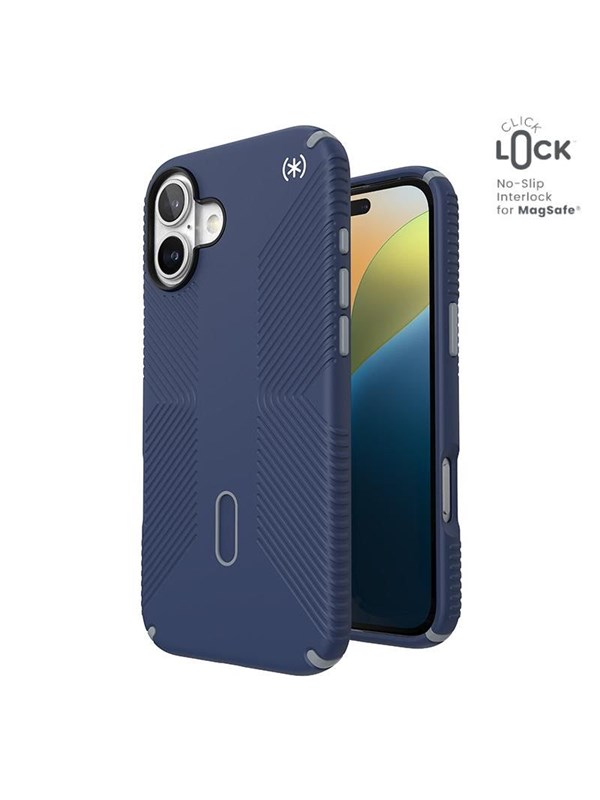 Speck Presidio2 Grip ClickLock & MagSafe - iPhone 16 Plus Case - Coastal Blue / Dust Gray / White