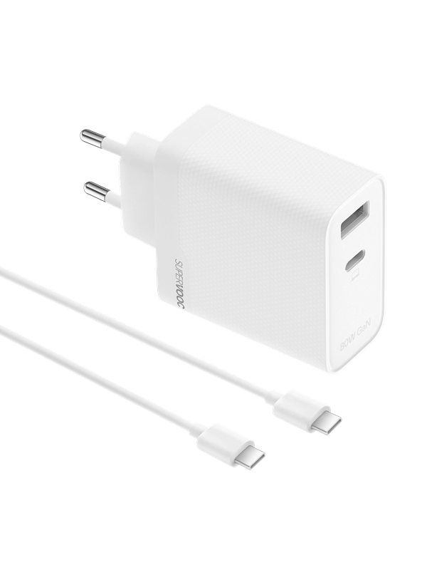 realme SUPERVOOC 80W Dual Ports GaN Adapter with Type-C Cable - White