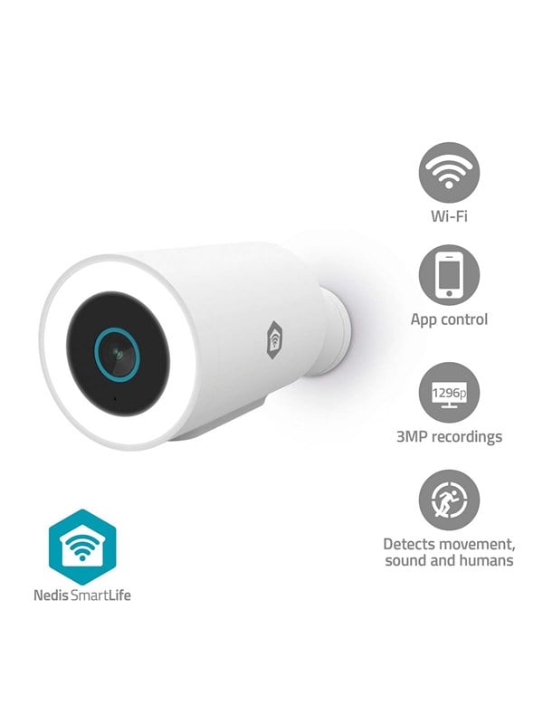 Nedis SmartLife Outdoor Camera, Wi-Fi, 3MP, White