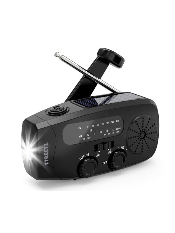 STREETZ Emergency Solar Crank Radio - AM/FM - Mono - Svart