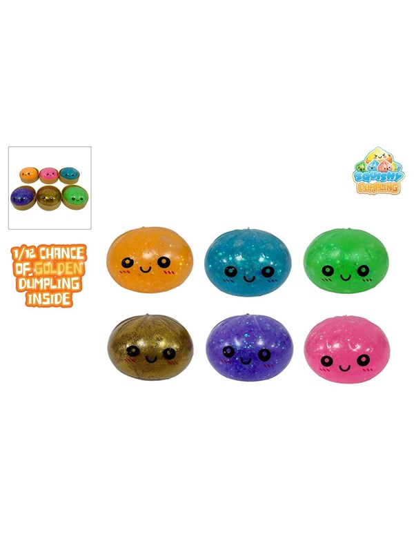Trend Toys Kawaii Glitter Slime Dumpling, 6 stk., 8,5 cm, i dampkurv