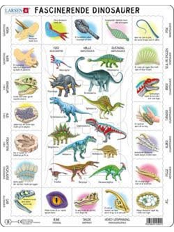 Larsen Puzzles Puslespill Fascinerende dinosaurer - 35 brikker, Ma 2D Puslespill
