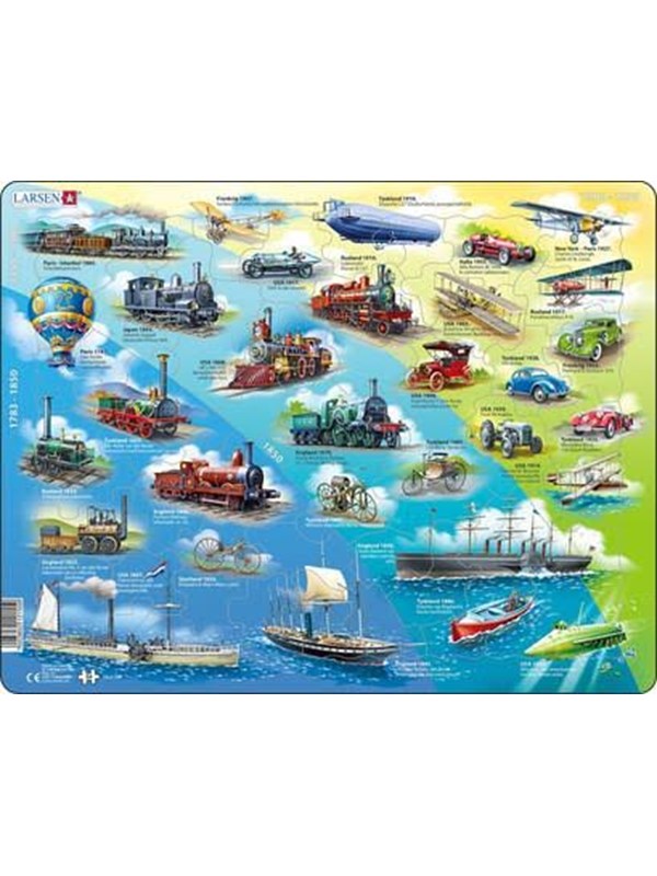Larsen Puzzles Puslespill Historiske kjøretøyer 1783-1939 - 54 brik 2D Puslespill