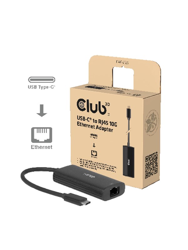Club 3D CAC-2531 USBâC to RJ45 10G Ethernet Adapter M/F