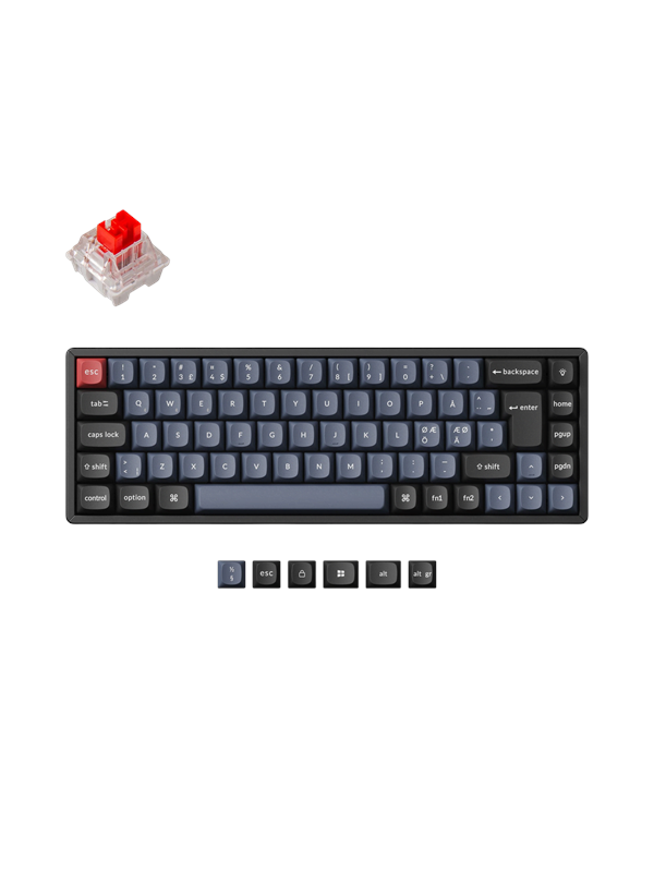Keychron K6 Pro QMK/VIA Wireless RGB Hot Swap K Pro Red - Gamingtastatur - Uten numpad - Nordisk - Svart