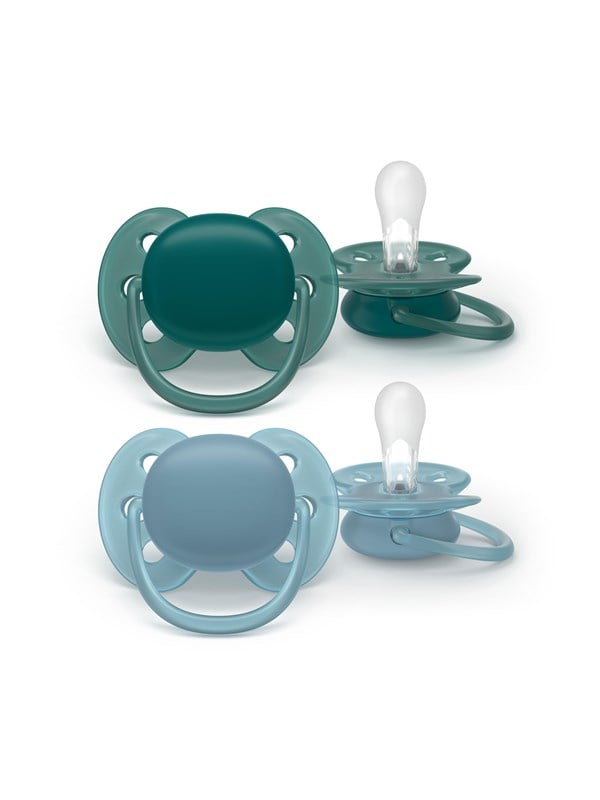 Philips Avent Pacifier ultra soft 2 pack 18+ mdr. grøn/blå