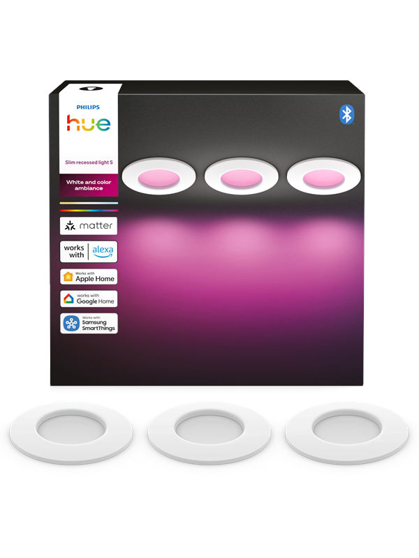 Philips Hue Slim innfelt spotlight 90 mm hvit – 3-pakning