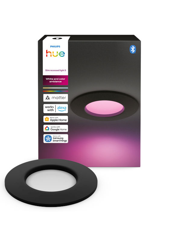Philips Hue Slim innfelt spotlight 90 mm svart
