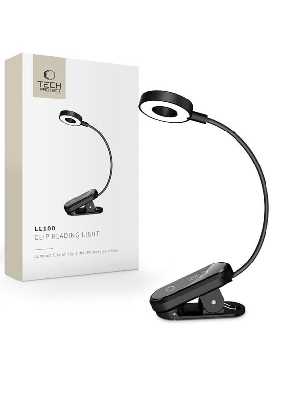 Tech-Protect LL100 Wireless Lamp with Clip + USB-A / USB-C Cable 30 cm - Black