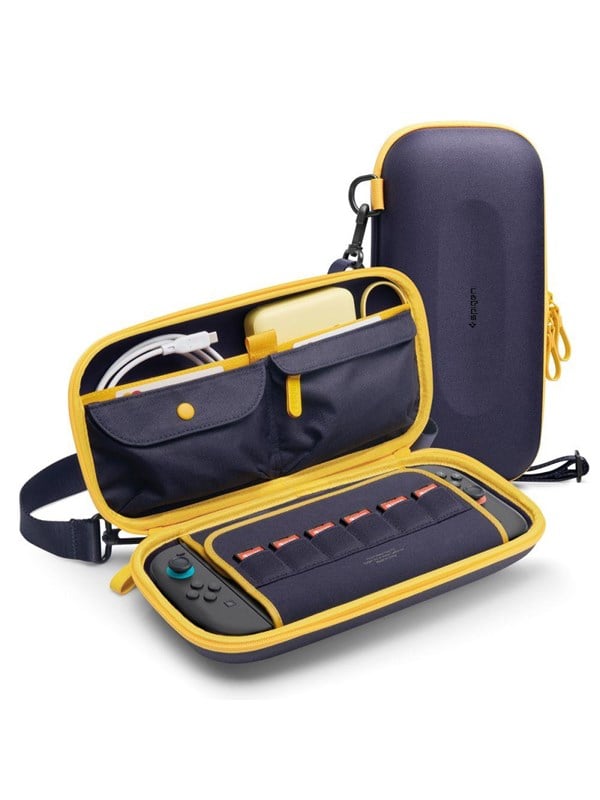 Spigen Nano Pop Pro Pouch for Nintendo Switch 2 - Navy Blue and Yellow - Miscellaneous Tilbehør til spillkonsoll - Nintendo Switch 2