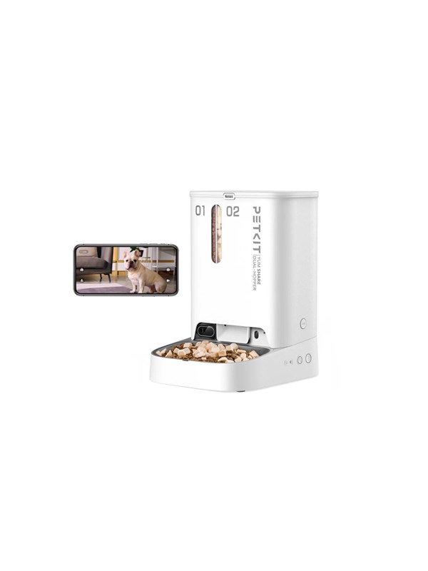Petkit Feeder with Camera | P591 YumShare Dual-hopper | Capacity 2+3 L | White