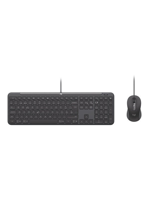 Logitech Signature Slim Wired Combo MK620 for Business - Tastatur & Mussett - Sveitsisk - Grå