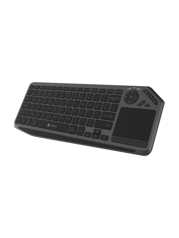 Natec TURBOT 2 - keyboard - 75% compact - with touchpad - QWERTY - US - black grey Input Device - Tastatur - Engelsk (USA) - Grå