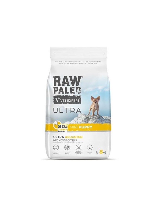 VetExpert Raw Paleo Ultra Mini Puppy Turkey - tørrfôr for valper - 8kg