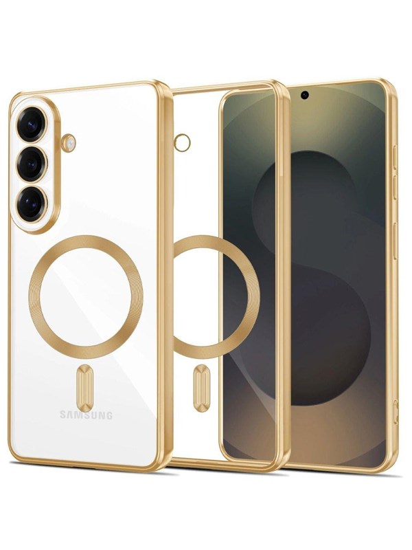 Tech-Protect MagFlex Case for Samsung Galaxy S26 - Clear and Gold